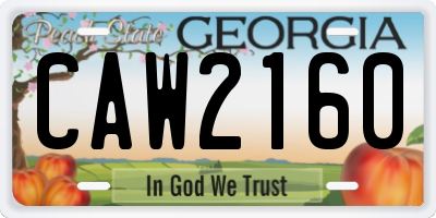 GA license plate CAW2160