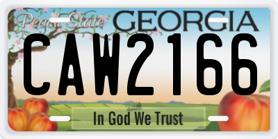 GA license plate CAW2166
