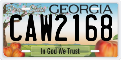 GA license plate CAW2168