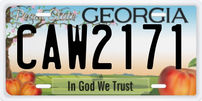 GA license plate CAW2171
