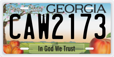 GA license plate CAW2173