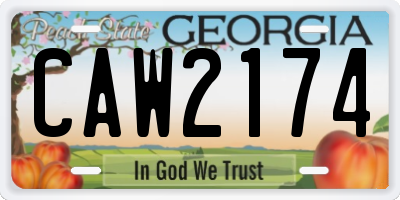 GA license plate CAW2174