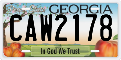 GA license plate CAW2178