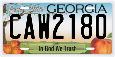 GA license plate CAW2180