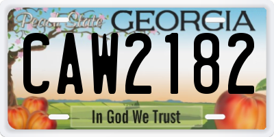 GA license plate CAW2182