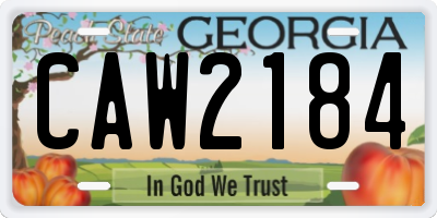 GA license plate CAW2184