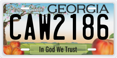 GA license plate CAW2186