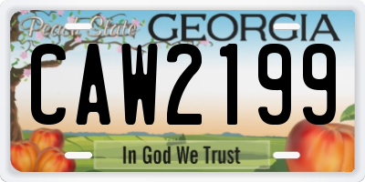 GA license plate CAW2199