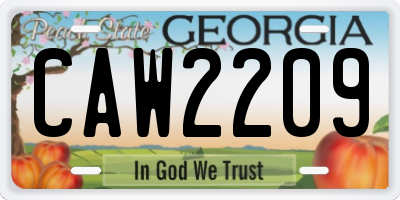 GA license plate CAW2209