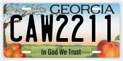 GA license plate CAW2211
