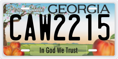 GA license plate CAW2215