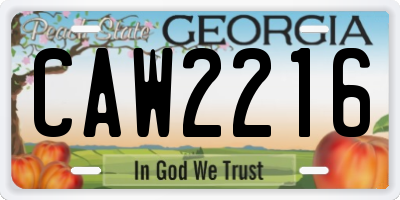 GA license plate CAW2216