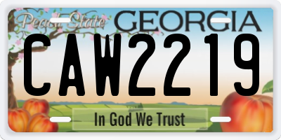 GA license plate CAW2219