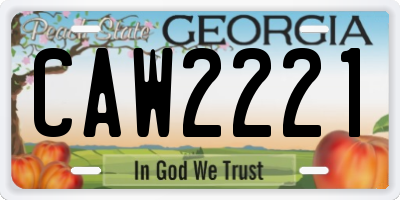 GA license plate CAW2221