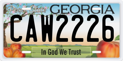 GA license plate CAW2226