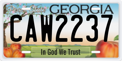 GA license plate CAW2237
