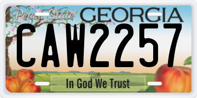 GA license plate CAW2257
