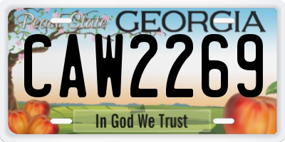 GA license plate CAW2269