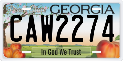 GA license plate CAW2274