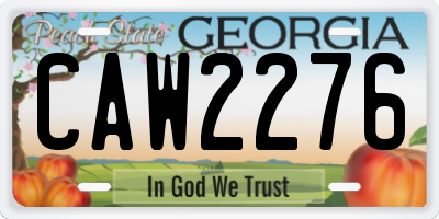 GA license plate CAW2276