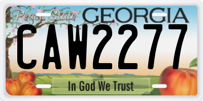 GA license plate CAW2277