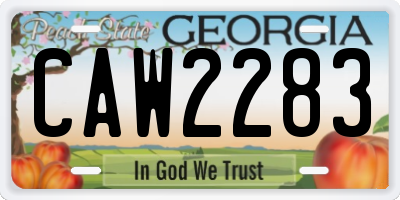 GA license plate CAW2283