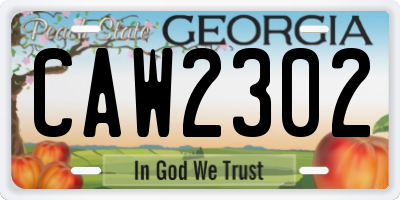 GA license plate CAW2302