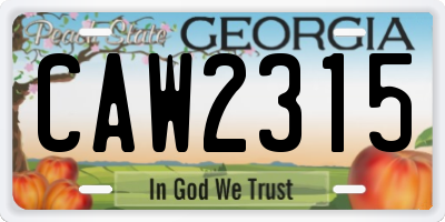 GA license plate CAW2315