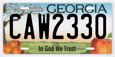 GA license plate CAW2330