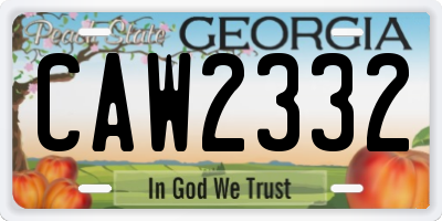 GA license plate CAW2332