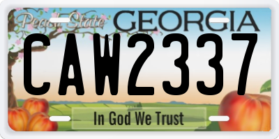 GA license plate CAW2337