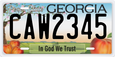GA license plate CAW2345