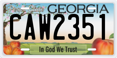 GA license plate CAW2351