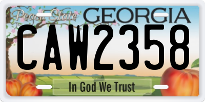 GA license plate CAW2358