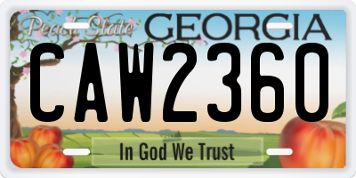 GA license plate CAW2360