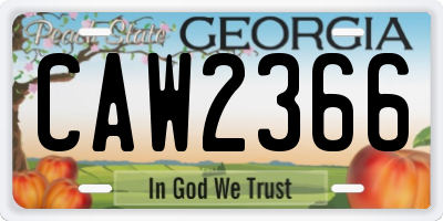 GA license plate CAW2366