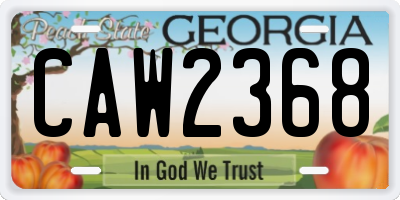 GA license plate CAW2368