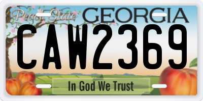 GA license plate CAW2369