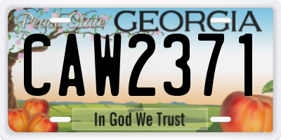 GA license plate CAW2371