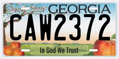GA license plate CAW2372
