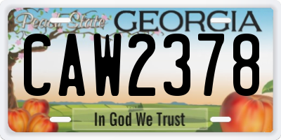 GA license plate CAW2378