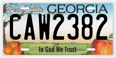 GA license plate CAW2382