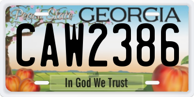GA license plate CAW2386