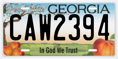 GA license plate CAW2394