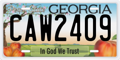 GA license plate CAW2409