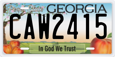 GA license plate CAW2415