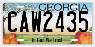 GA license plate CAW2435