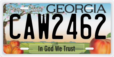 GA license plate CAW2462
