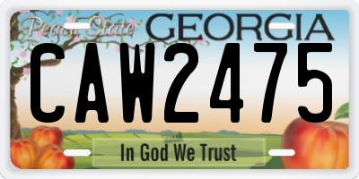 GA license plate CAW2475