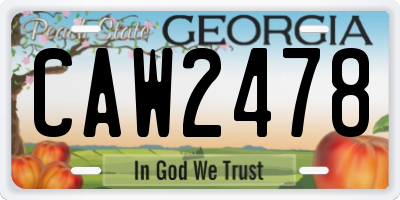 GA license plate CAW2478